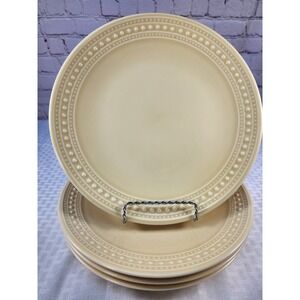 Gorgeous Vintage Matceramica YELLOW Bead Portugal Set of 4 Dinner Plates 11"